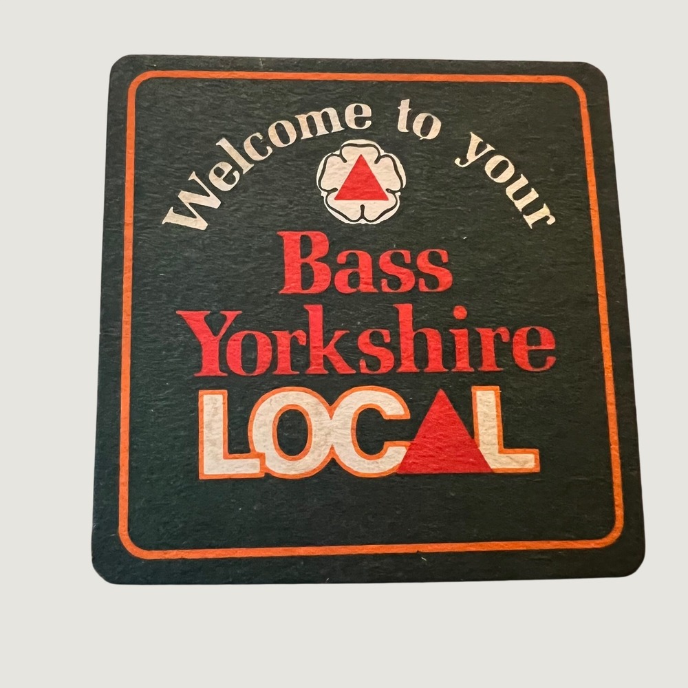Bass Beer Coaster Black Vintage Yorkshire Local Pub Mat Red Triangle Logo - Picture 1 of 2
